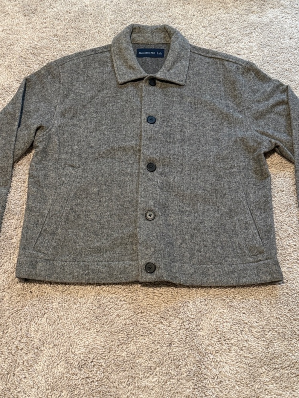 Abercrombie & Fitch Men's Cropped Gray Button-Up Shirt Jacket Size Large